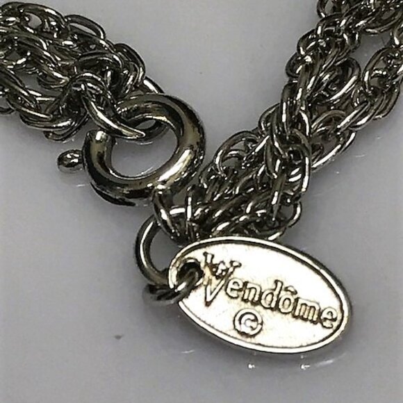 Vintage VENDOME Silver Tone Triple Strand Long Rope Chain Necklace with Brushed - Picture 5 of 10